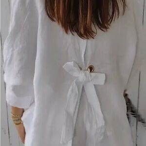 White Women's Tie-Back Blouse